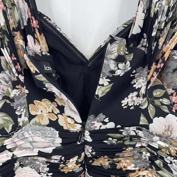 NWT Lavish Alice Women's Bardot Floral Off The Shoulder Mini Dress Black Size 8 - Picture 11 of 15